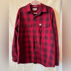 Carhartt Med R 104142 608 FORT‎ PLAID LONG-SLEEVE SHIRT Lightweight 100% Cotton